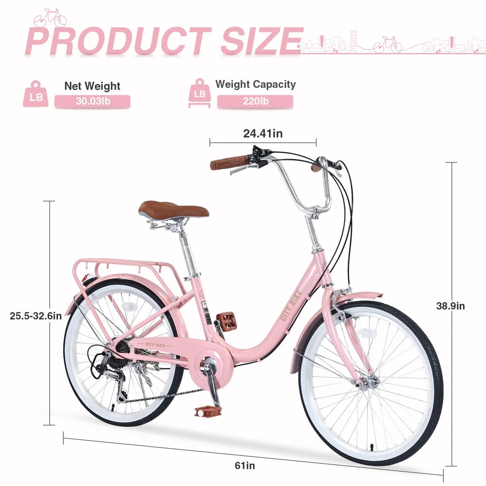 Yone jx je Kids Bike 22 Inch Bicycle for Girls Ages 8+Years, Aluminium Alloy Frame,7-speed Shifter and derailleur,Pink