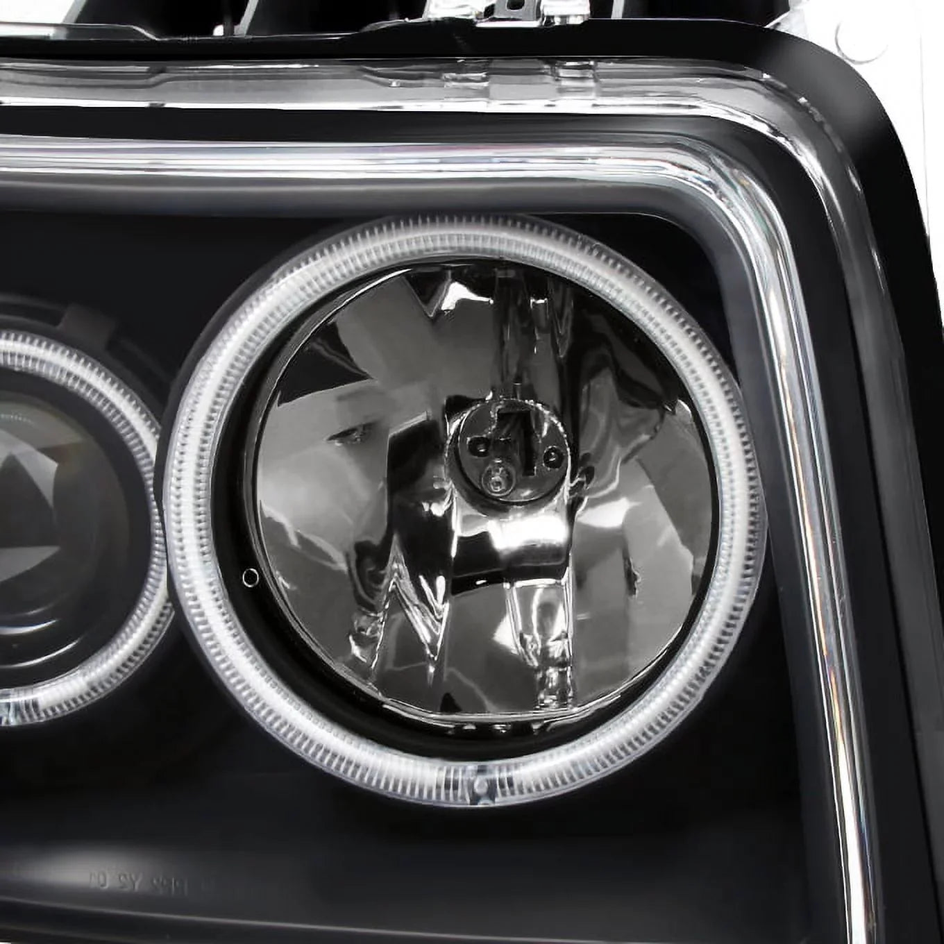 '- For 2007-2012 Nitro Dual  Halo Black Projector  Signal Headlights + Dark Red Tail Lights Combo