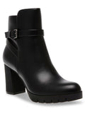 Womens Black Buckle Accent Cushioned Heidi Round Toe Block Heel Zip-Up Dress Booties 6 M