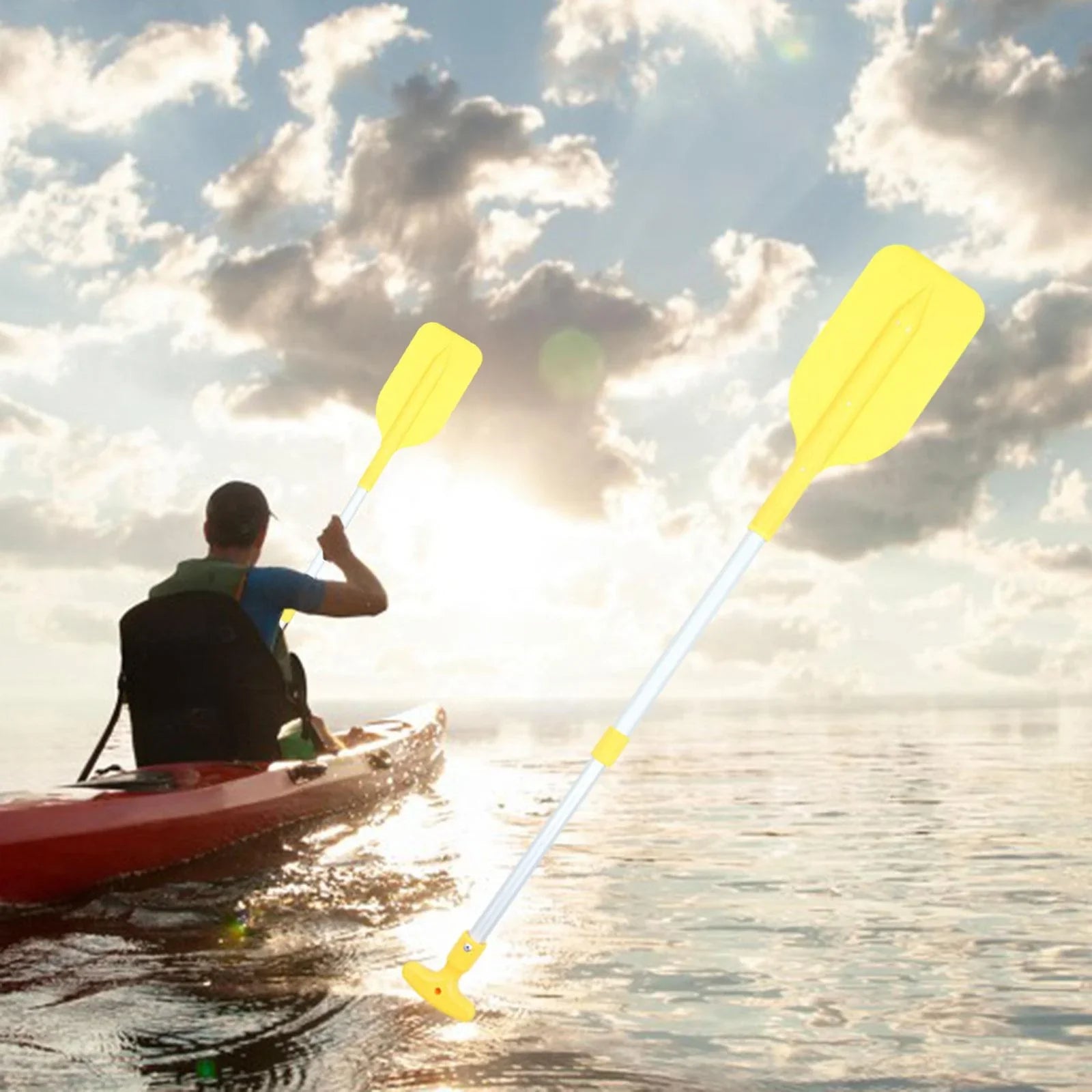 Canoeing Paddle Flexible Durable Beginners Float Boat Paddle Boat Oars for Canoe Outdoor Activities Sports Kayaking Yellow