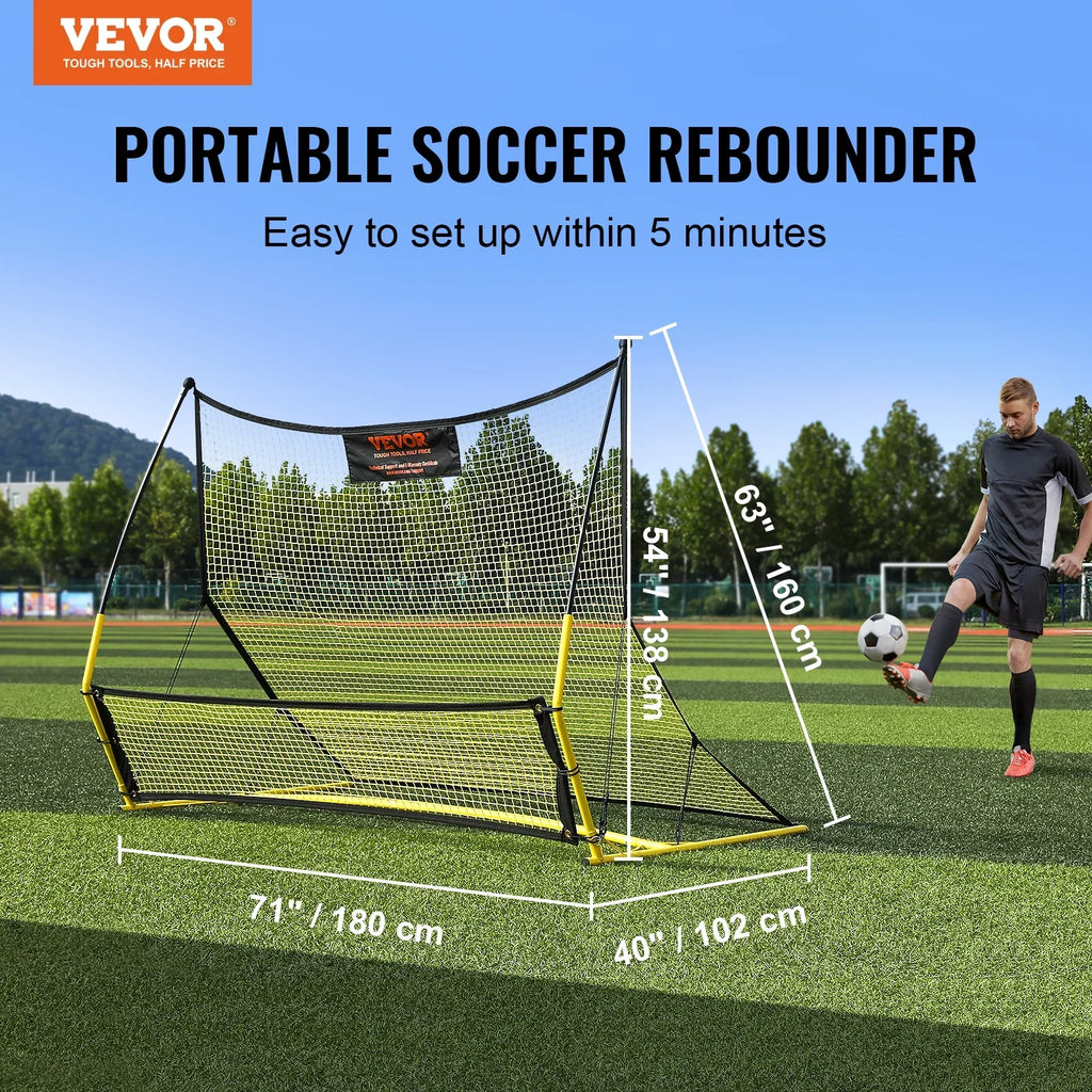 71"x40" Soccer Trainer 2--1 Portable Soccer Rebounder Net Portable Bag