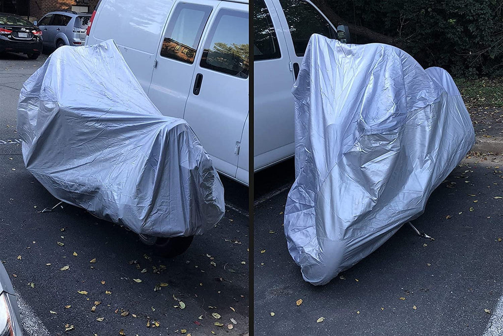 Weatherproof Motorcycle Cover Compatible With 2017 Moto Guzzi V7 Ii Stone Abs Grigio Intenso - Outdoor & Indoor - Protect From Rain Water, Snow, Sun - Securing Straps - Durable Material - Storage Bag