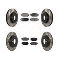 Transit Auto - Front Rear Coated Drilled Slotted Disc Brake Rotors And Semi-Metallic Pads Kit For 2019-2021 Mazda -3  -100589