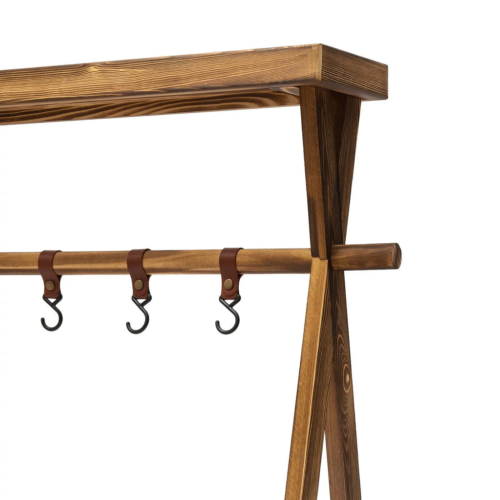 Miumaeov Wooden Portable Picnic Rack Outdoor Grill Rack Storage Table Shelf for Picnic, Camping,