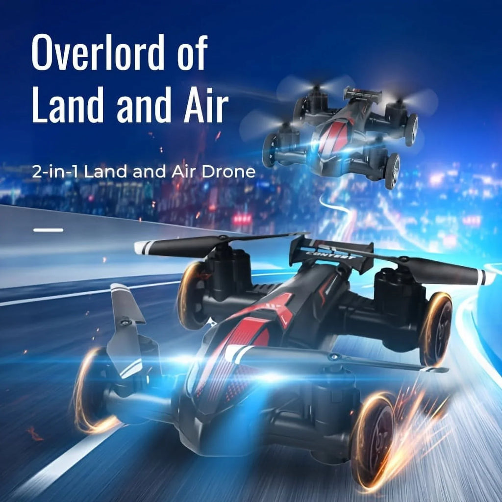 Drone For Land And Air Dual-use  Toy Car Four-axis Unmanned Drone High-speed And Low-speed Switch Intelligent Height Setting, Stable Flight, Gift Toys