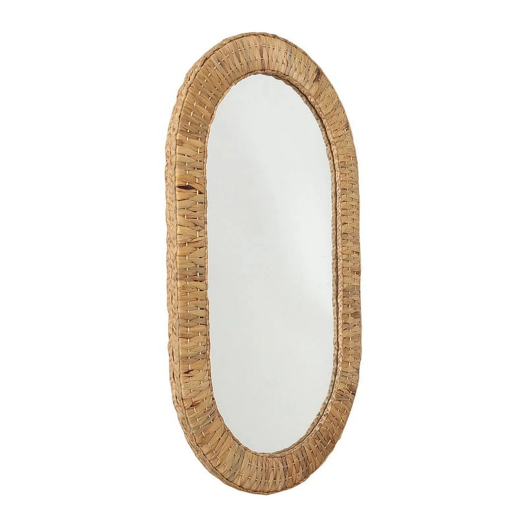 Oasis Grass Oval Rattan Woven Boho Wall Mirror