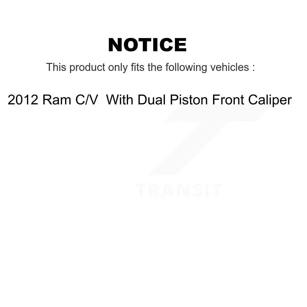 Transit Auto Rear Disc Brake Caliper Coated Rotors And Ceramic Pads Kit For 2012 Ram C/V With Dual Piston Front -100691N