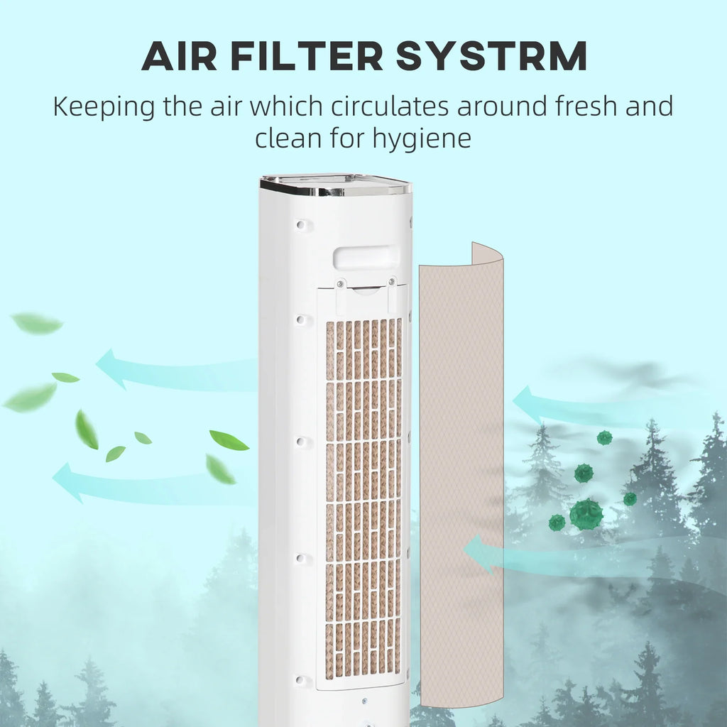 42" Portable Evaporative Air Cooler, 3-In-1 Ice Cooling Fan Humidifier with Remote, Timer, Oscillating,  Display, and 1.6 Gal Water Tank, White