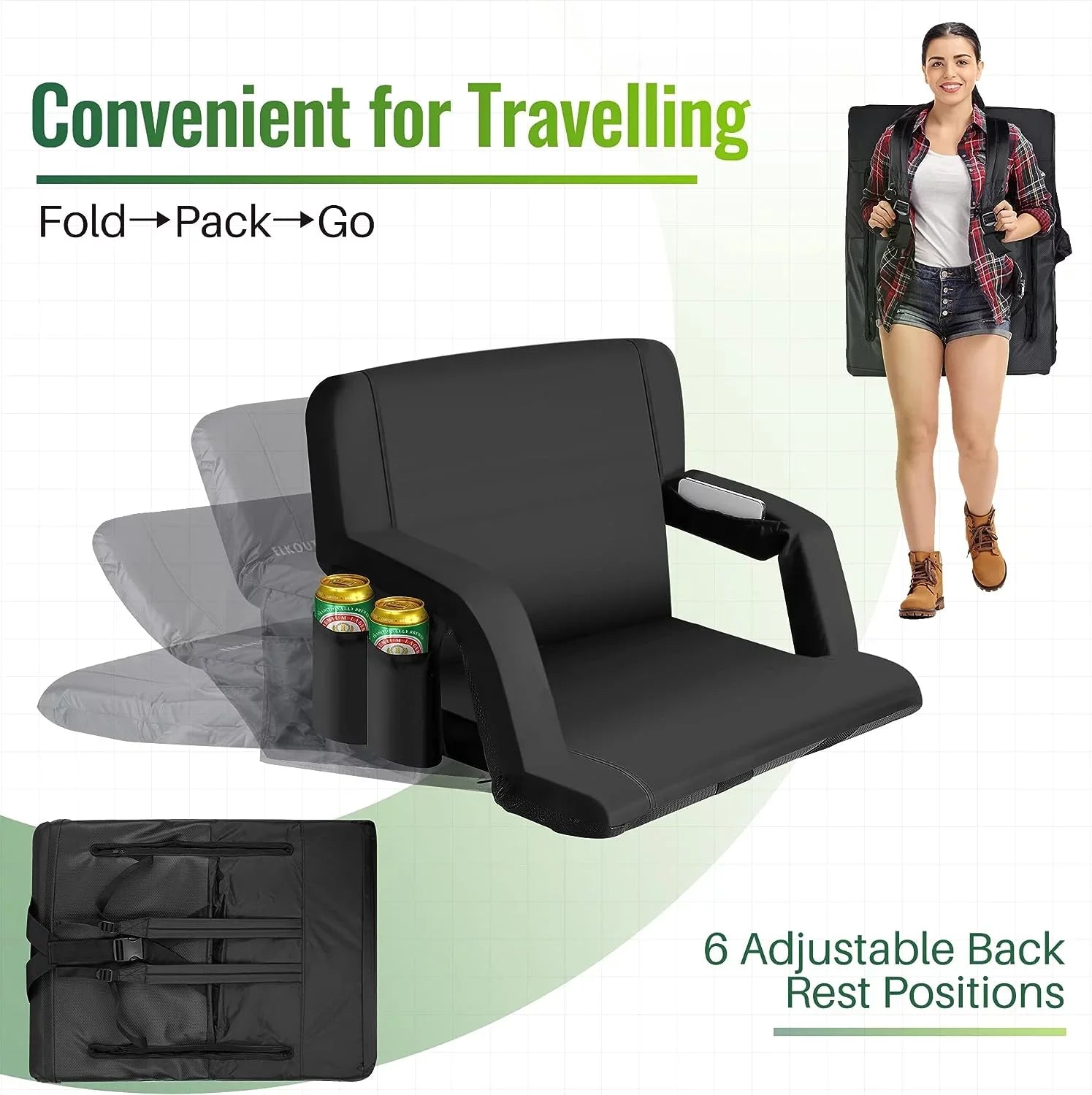 AiYCHEN Stadium Seat, 25-Inch Extra Wide Reclining Chair for Bleachers - Thicker, Waterproof, and Sturdy Seating for Sporting Events, Beaches, Camping, and Picnic