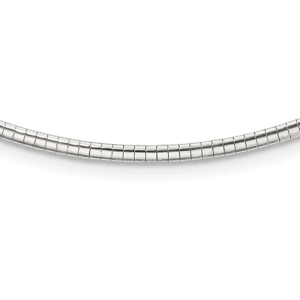 925 Sterling Silver Omega Chain Styles Necklace 2mm w/2 in Ext Cubetto 16 inch