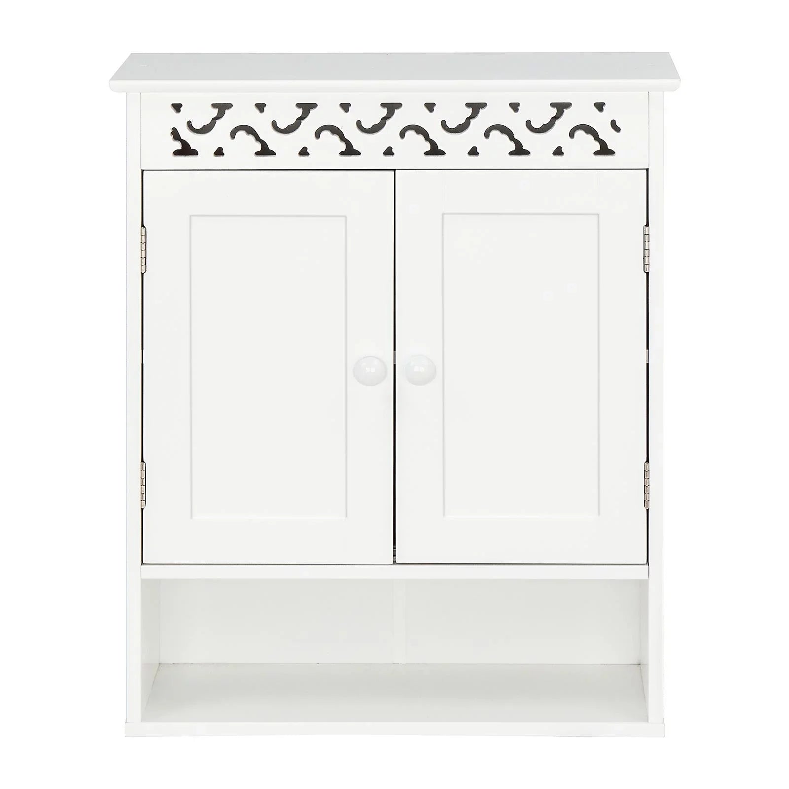 UBesGoo Wall Mounted Medicine Cabinet, Bathroom Storage Cabinet with Double Doors and Open Shelf for Kitchen Home Hotel, White