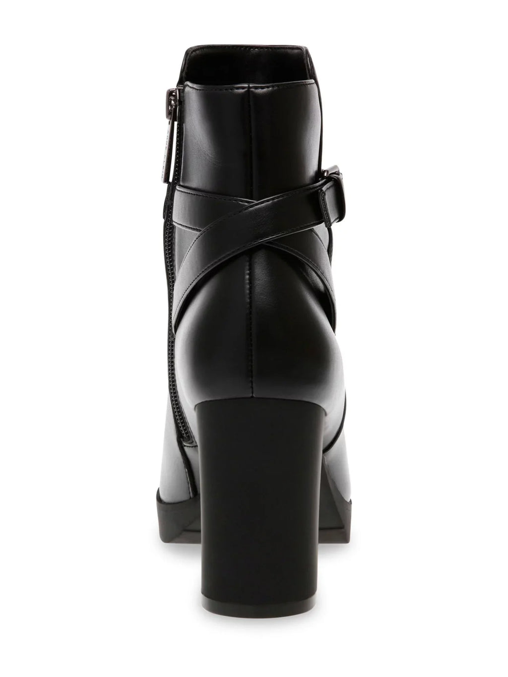 Womens Black Buckle Accent Cushioned Heidi Round Toe Block Heel Zip-Up Dress Booties 6 M