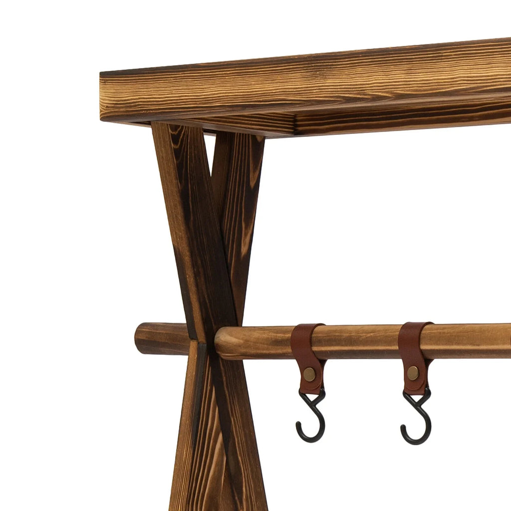 Miumaeov Wooden Portable Picnic Rack Outdoor Grill Rack Storage Table Shelf for Picnic, Camping,
