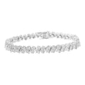 .925 Sterling Silver 1 cttw Double Row Miracle Set Diamond Link Bracelet (I-J, I3) - 7.25"