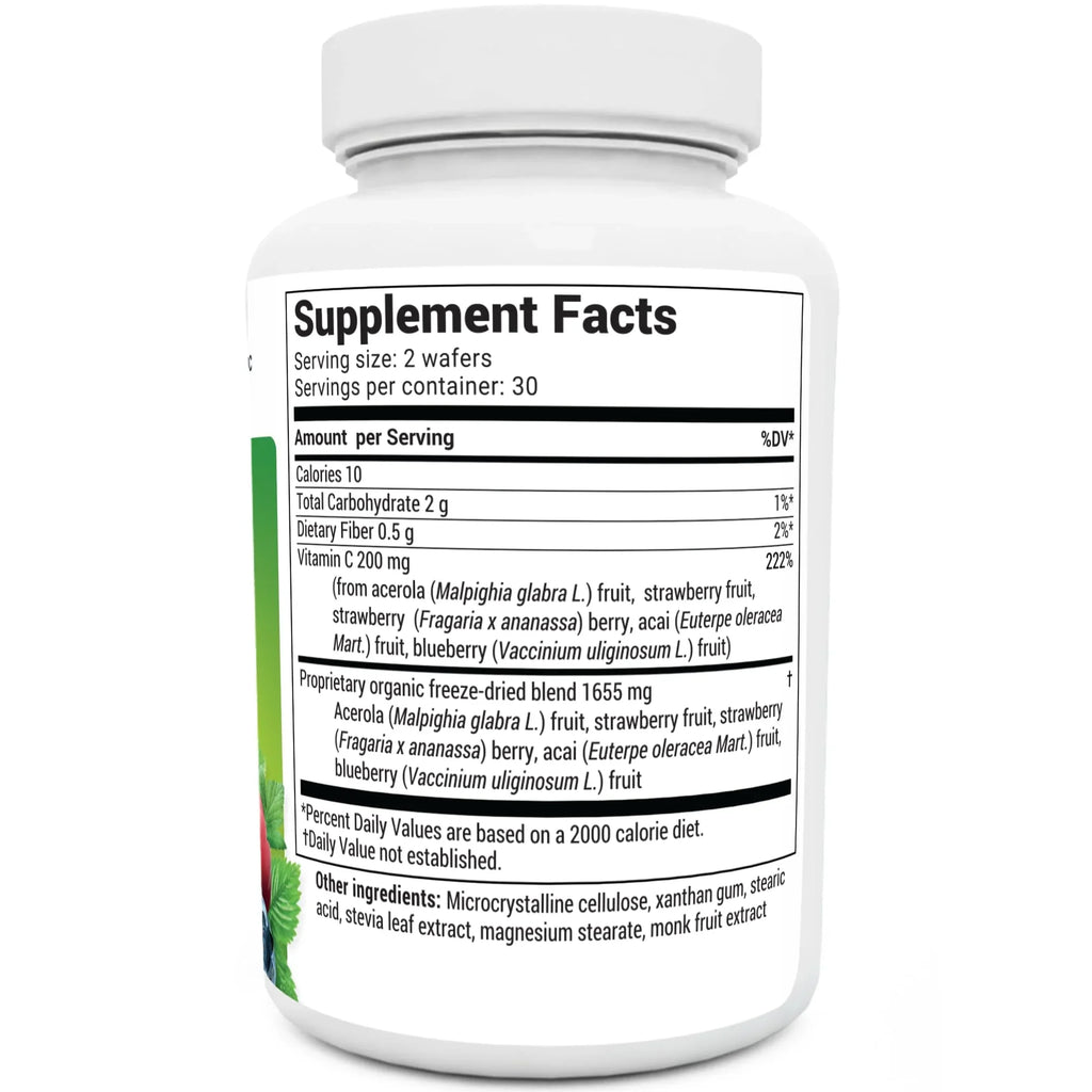 Dr. Berg Chewable Vitamin C Complex - Real Vitamin C Chewable Tablets from Berries, 60 Wafers