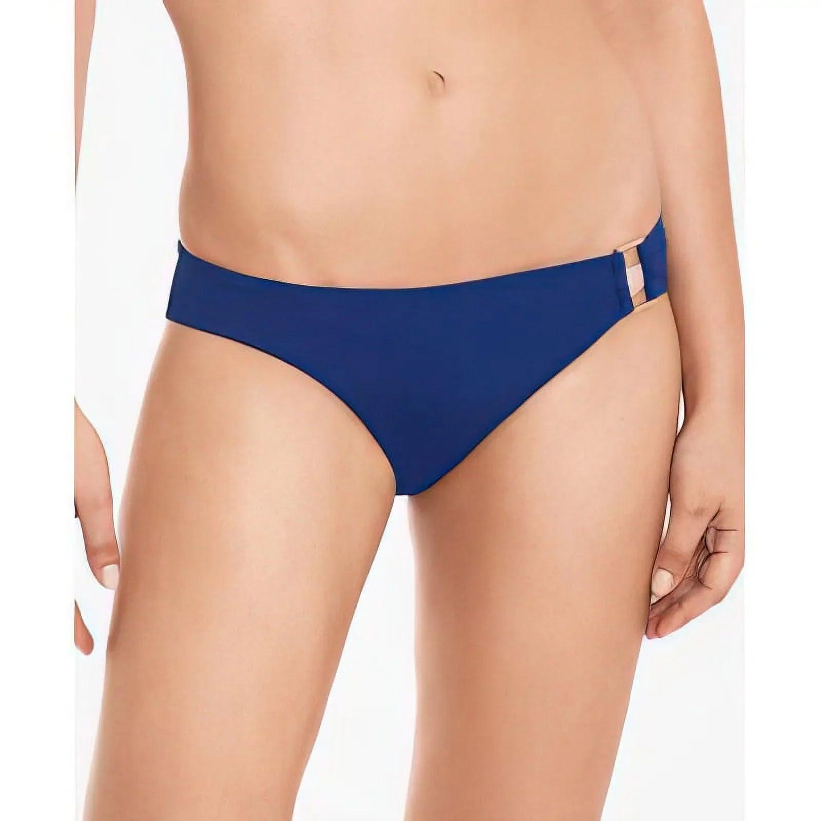 Lauren Ralph Lauren Beach Club Metallic-Ring Bikini Bottoms, Navy, 0