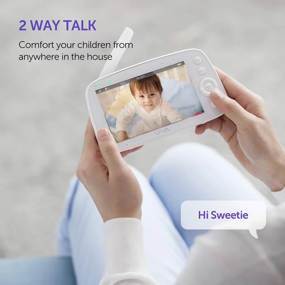 Video Baby Monitor with 5" 720P Handheld Screen and 2-Way Audio, White
