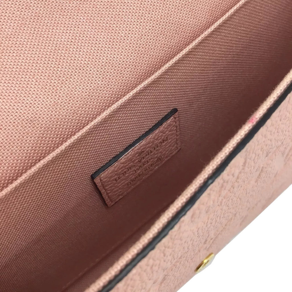 Pre-Owned   Louis Vuitton Monogram Implant Pochette Felicie M67856 Chain Wallet Bag Pink G Hardware Gold Rose Ballerine Women's (Fair)