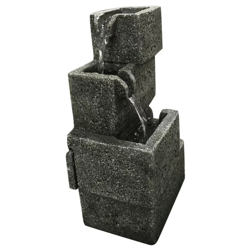 Hi-Line Gifts 11"  Lighted Concrete Crates Water Tabletop Fountain