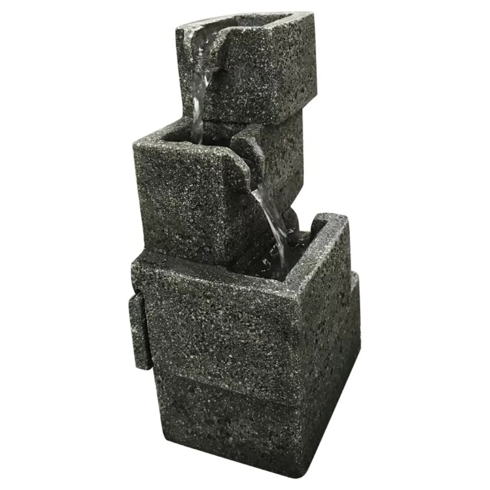 Hi-Line Gifts 11"  Lighted Concrete Crates Water Tabletop Fountain