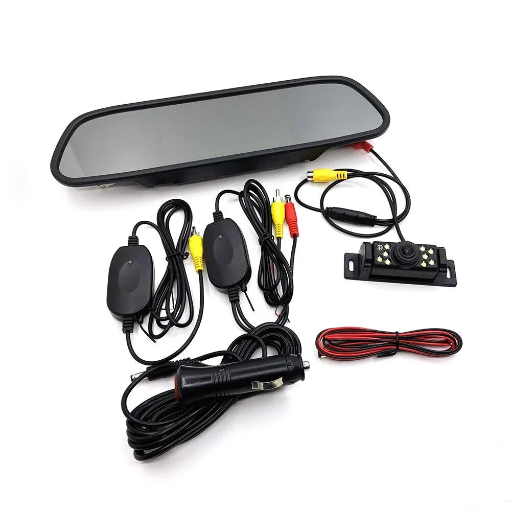 Wireless Car Backup Camera Rear View System  Night Vision + 5" Mirror Monitor