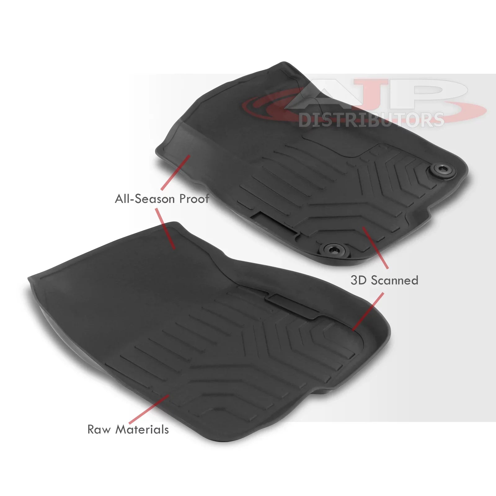 Distributors 3-Piece All Weather Season Proof Guard  Rubber Floor Mats Liner Front Rear Set Compatible/Replacement For Honda -V     2017 2018 2019 2020 2021 2022 17 18 19 20 21 22