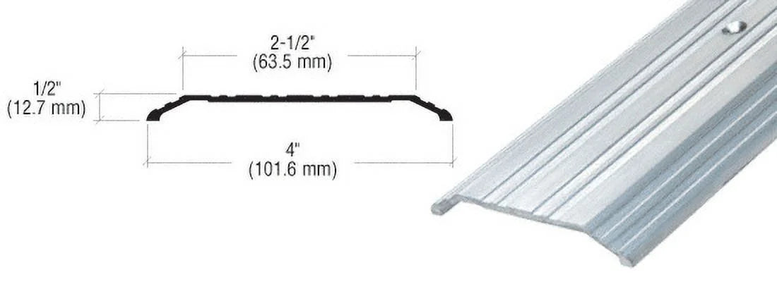 TH014A185 Aluminum 4" x 1/2" Saddle Threshold - 185" in Length
