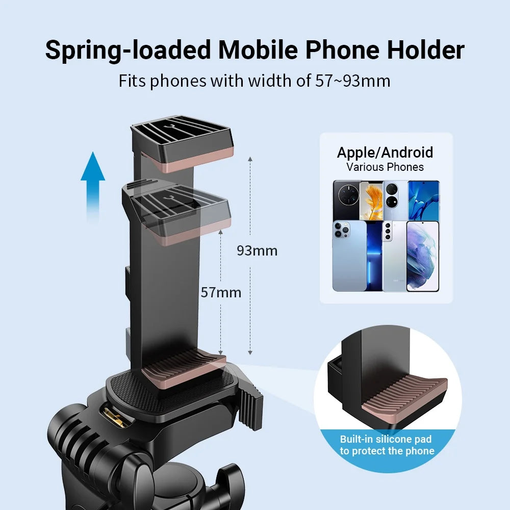 Apexel 2 in 1 Selfie Stick Tripod, Extendable Aluminum Alloy Stand with Remote Shutter, Smartphone Camera Vlog Selfie Group Photo Taking, Live Streaming Video Recording Phone