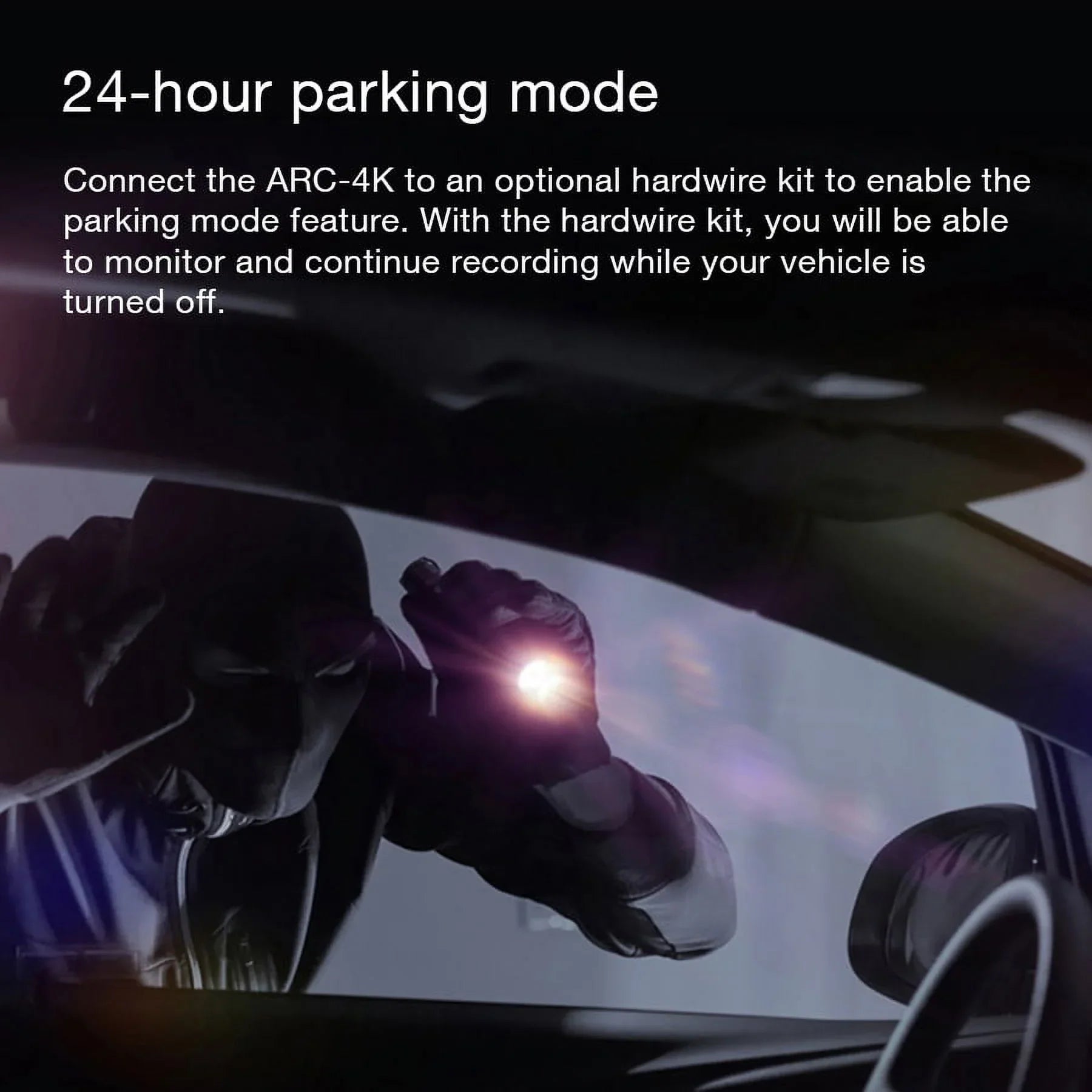 Arc4K 10" Rear-View Mirror Camera, Dual-Channel Front and Rear, Touchscreen, Parking Mode, Seamless Magnetic Mount Design