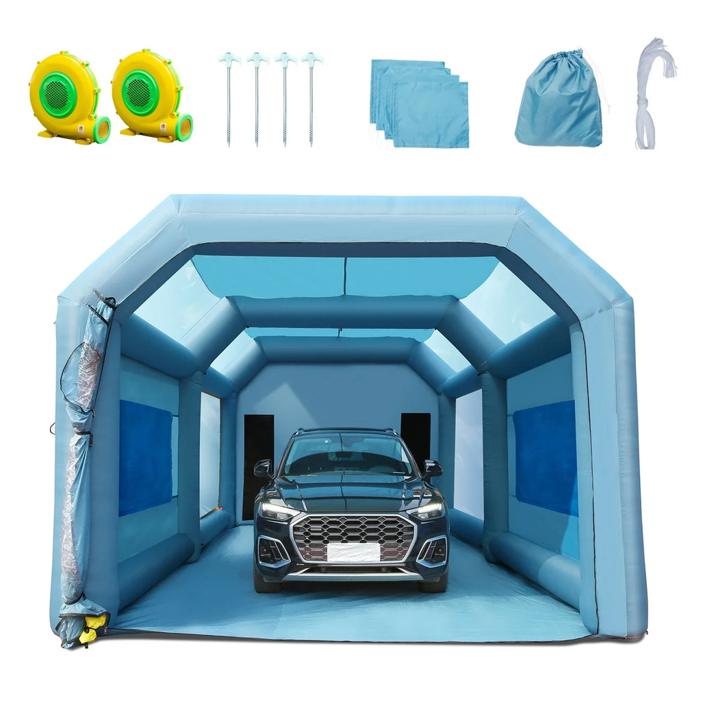 Inflatable Paint Booth 26x15x11ft Inflatable Spray Booth Car Paint Tent with 750W+950W Filter System Blower