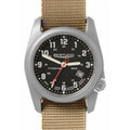 Mens A-2T Original Classic Analog Titanium Watch - Beige Nylon Strap - Black Dial - 12724