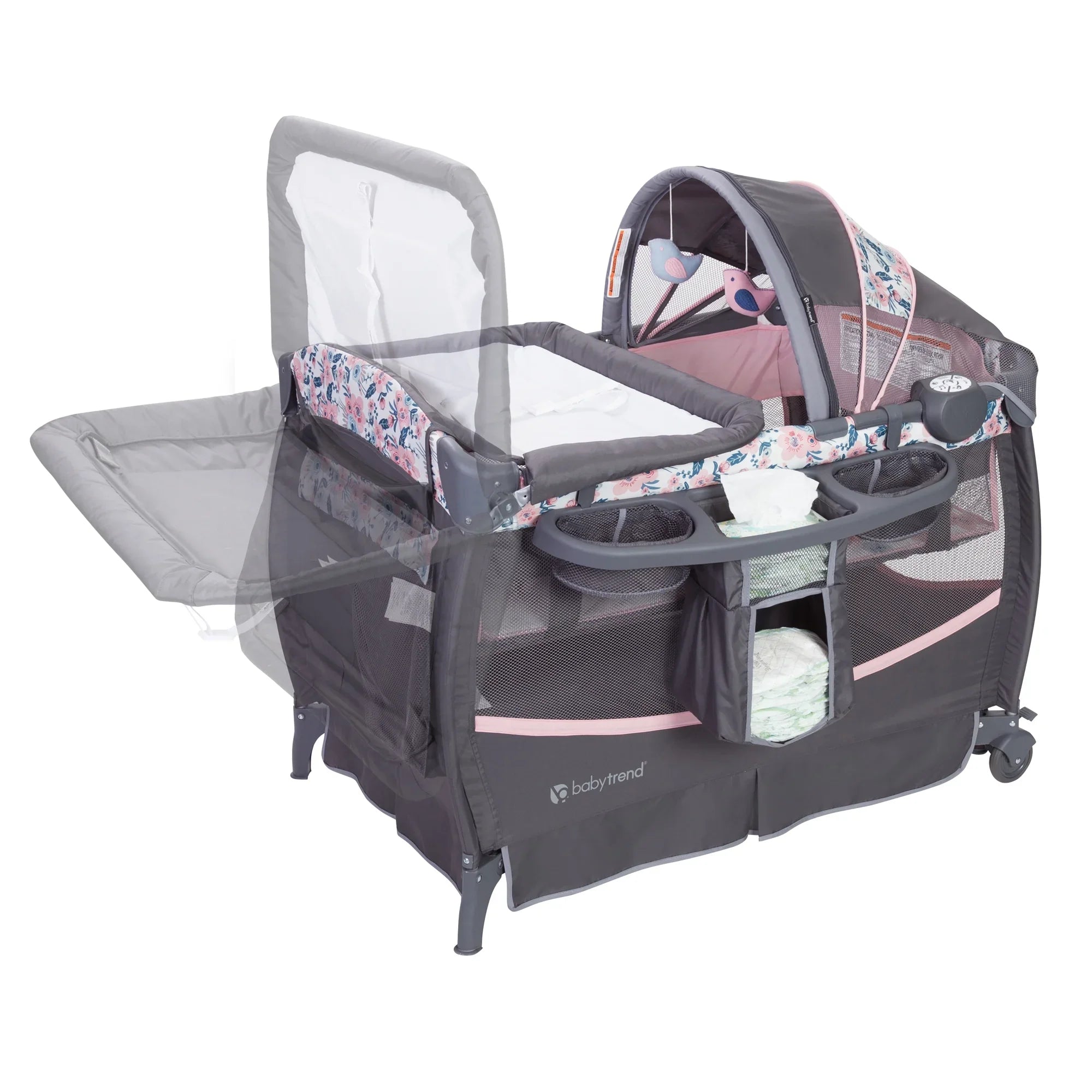 Baby Trend Deluxe  Nursery Center Playard with Travel Bag – Bluebell Pink