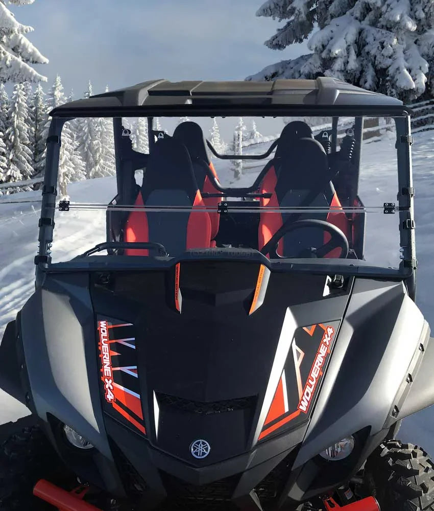 Clearly Tough Yamaha Wolverine X4 / X2 Full Folding Windshield (2020 and older) -  - Extreme Versatility! Premium polycarbonate w/Hard Coat. Made in America!