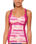 Nike Hot Pink Gleam Ikat Racerback Sporty Tankini Top Swimwear Women Small