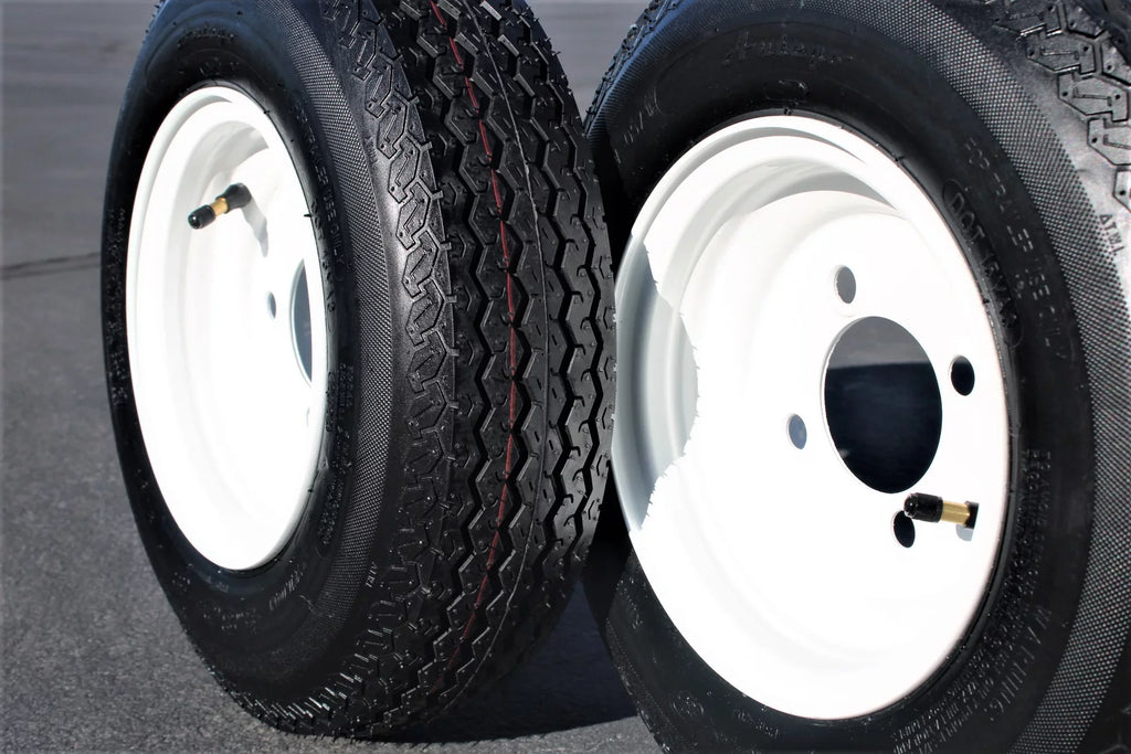 Antego Tire and Wheel 2-Pack Antego Trailer Tire on Rim 480-8 4.80-8 Load C 4 Lug White Wheel
