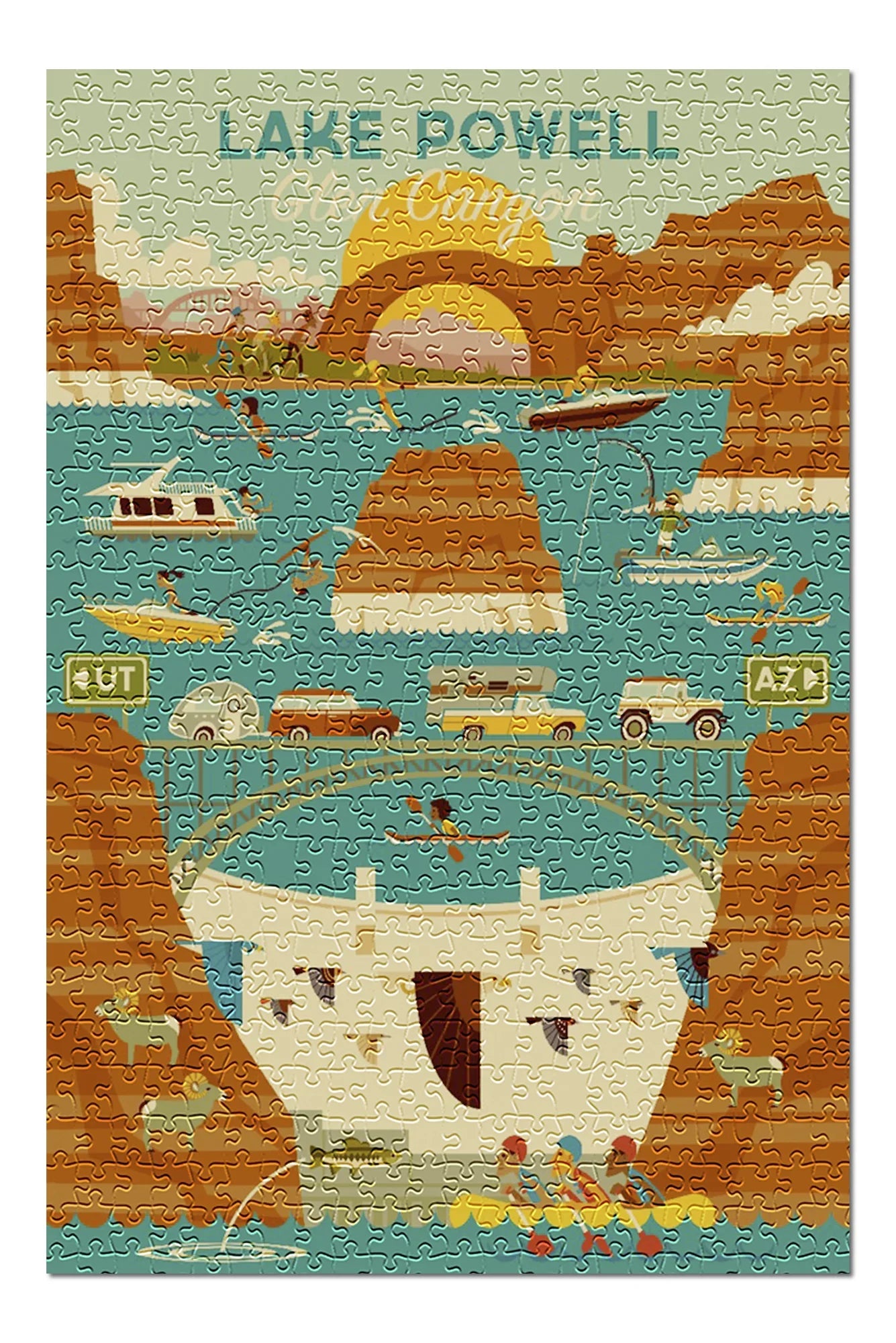 Lake Powell, Arizona, Glen Canyon Dam, Geometric (19x27 inches, Premium 500 Piece Jigsaw Puzzle for Adults and Family, Made in )