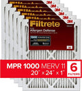 Filtrete 20x24x1 Air Filter  1000  11, Allergen Defense, 6-Pack exact dimensions 19.81 x 23.81 x 0.81