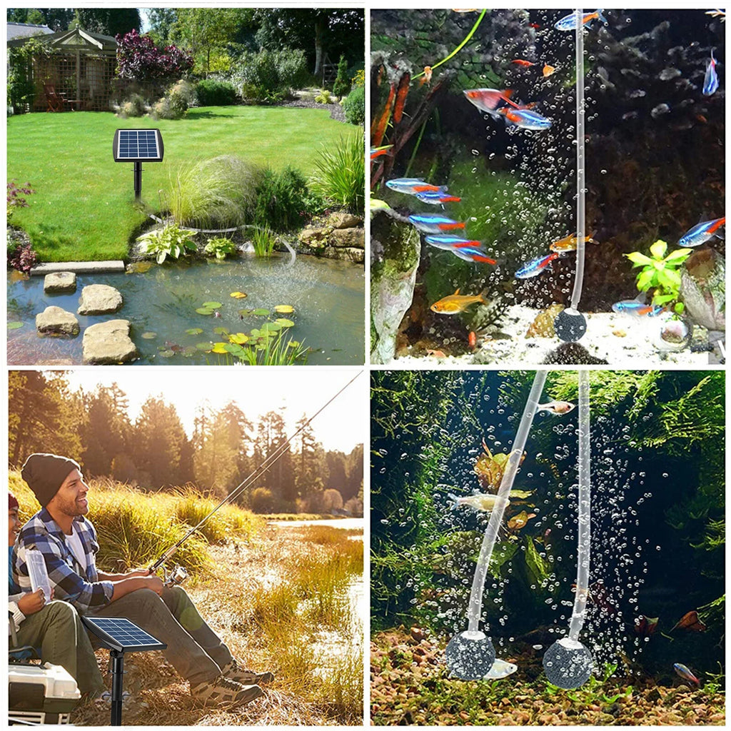 Oxygenation pump,8.2ft Pipe 2 Solar Pump With Aerator Air 6v 2w Solar Fish Pool Pond 2w Solar Pump Pool Pump Aerator Fish 2 Air Bubble Air Pump Aerator Maiju