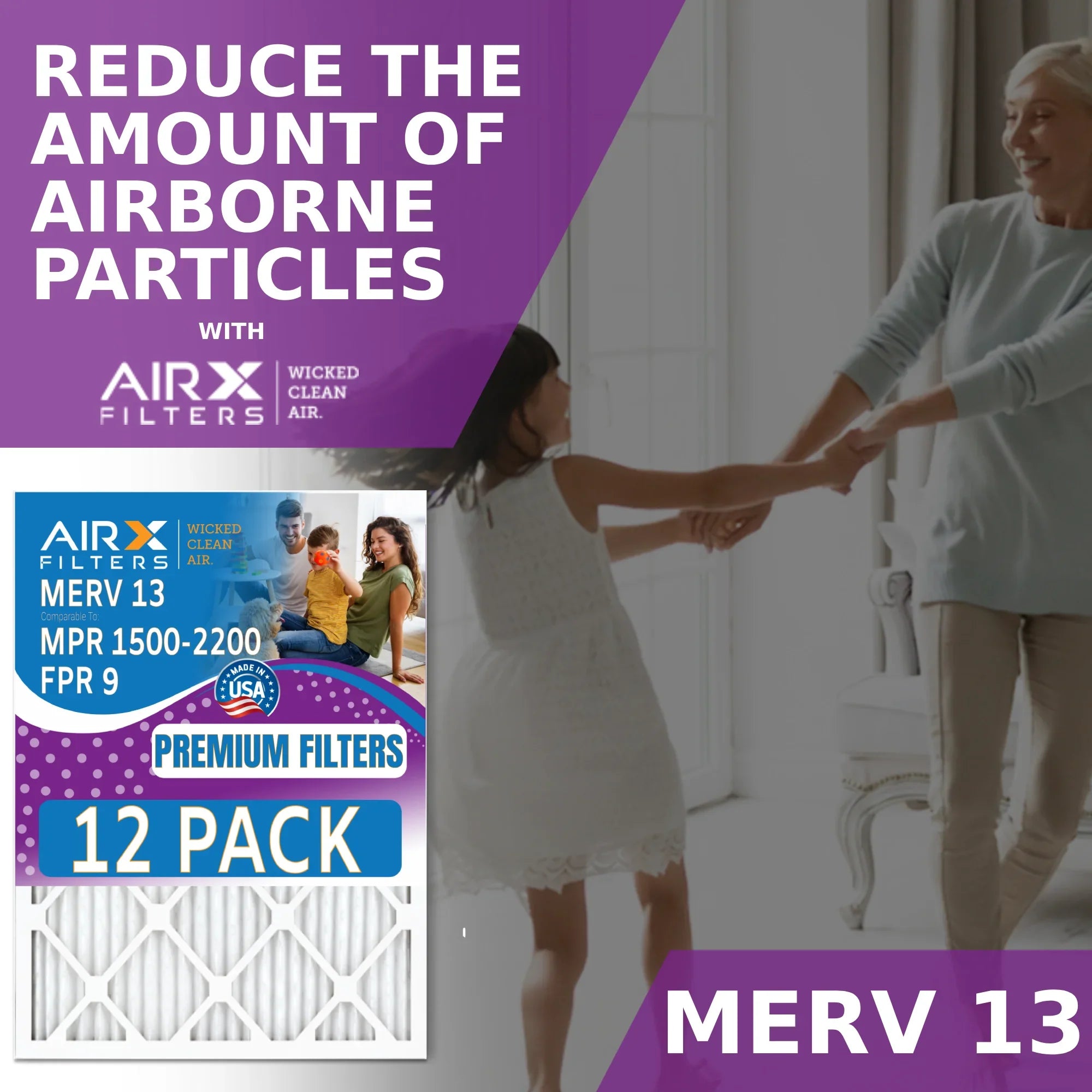14x25x1 Air Filter  13 Rating, 12 Pack of Furnace Filters Comparable to  1500 - 2200 &  9 - Made in  by     .