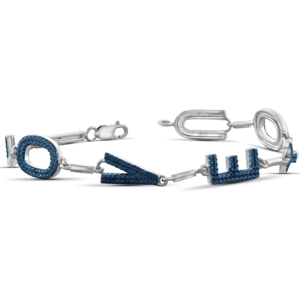 Sterling Silver Round-cut Blue Diamond Accent Letters of 'Love' Bracelet - White