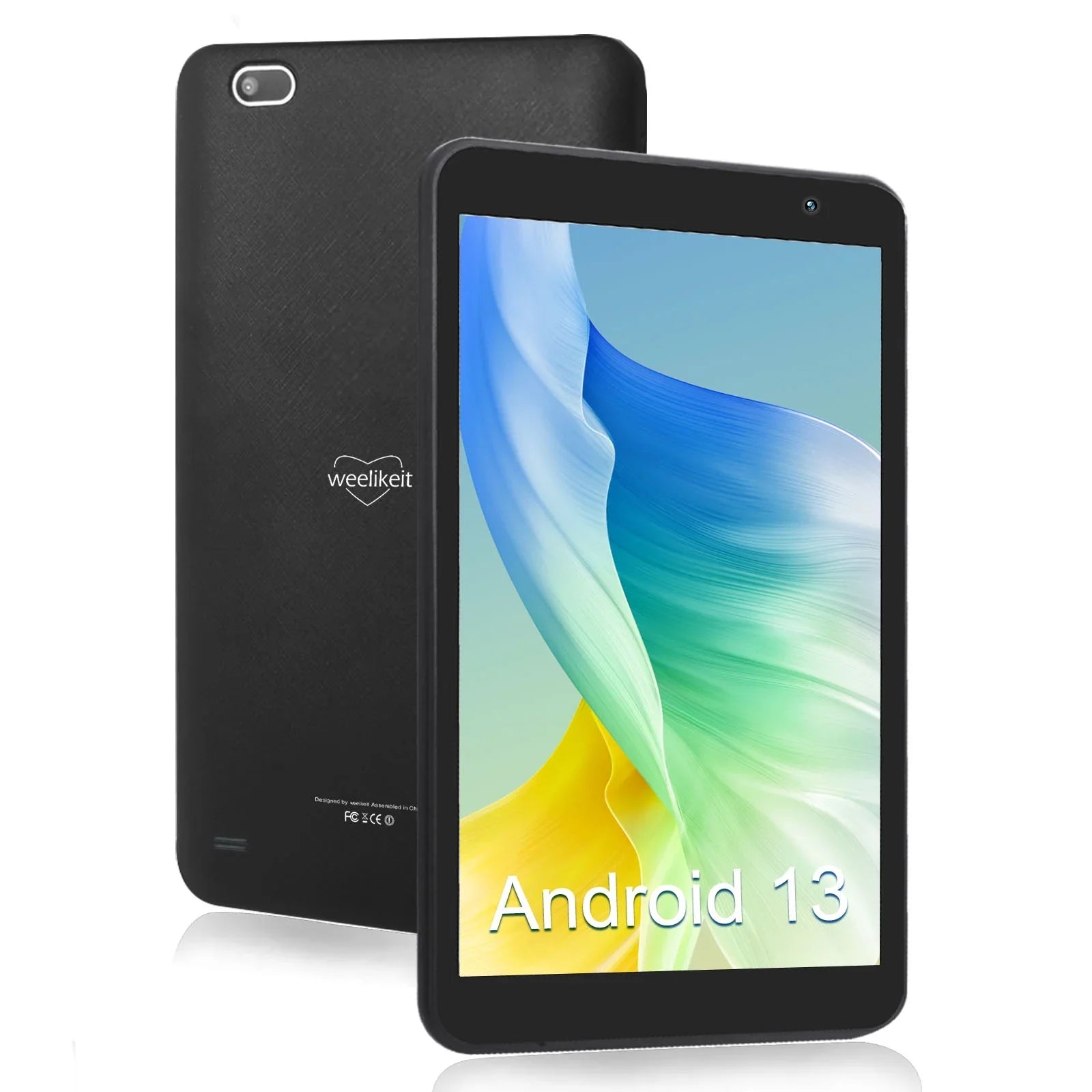 weelikeit Tablet 8 inch Android 13 Tablets with WiFi, Quad-Core Processor Tablet  with 4(3+1)  32GB , 1280x800  Display, Dual Camera, Bluetooth5.0(Black)