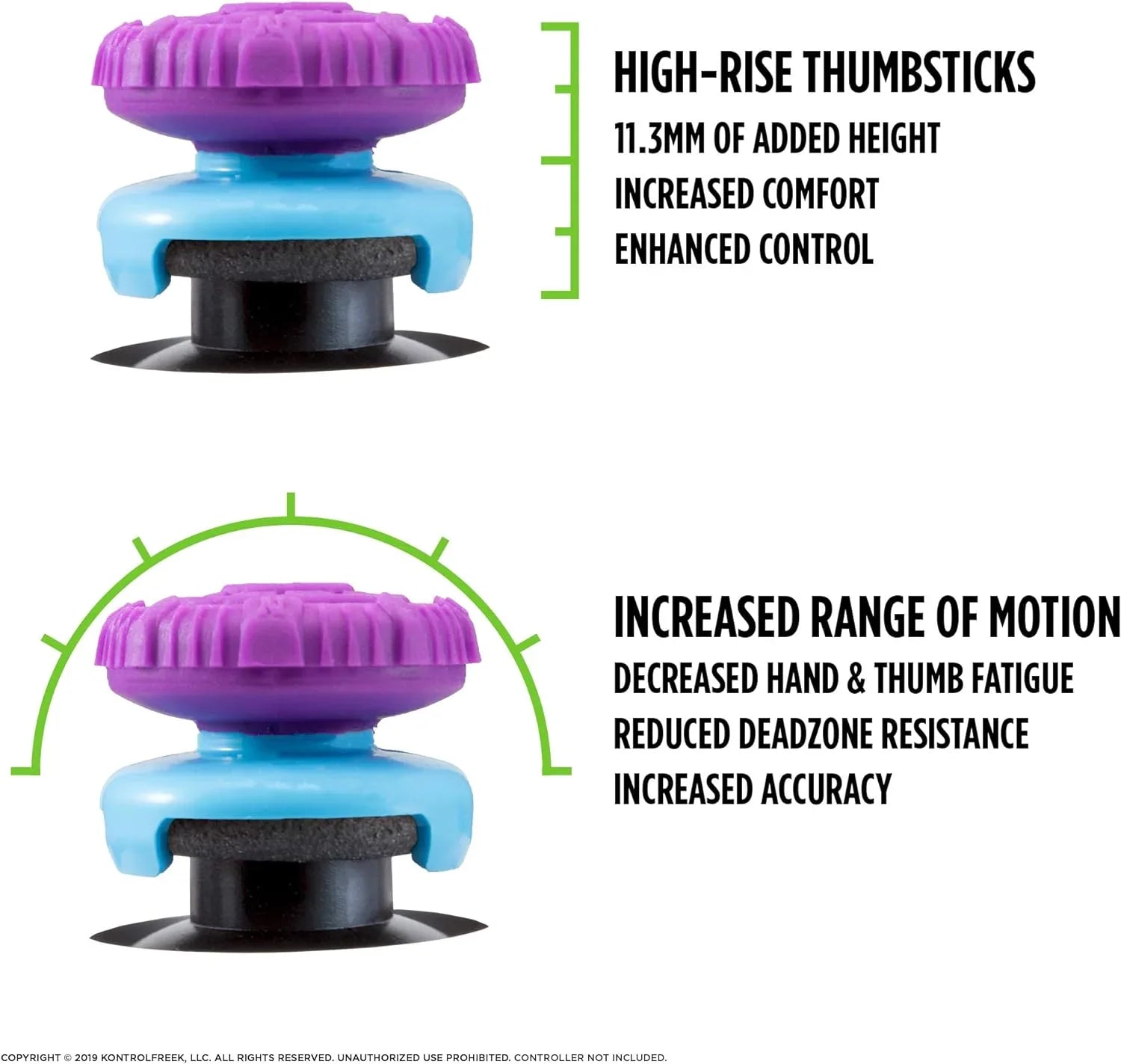 KontrolFreek  Freek Battle Royale for Xbox One and Xbox Series X Controller | Performance Thumbsticks | 2 High-Rise Convex (Domed) | Purple