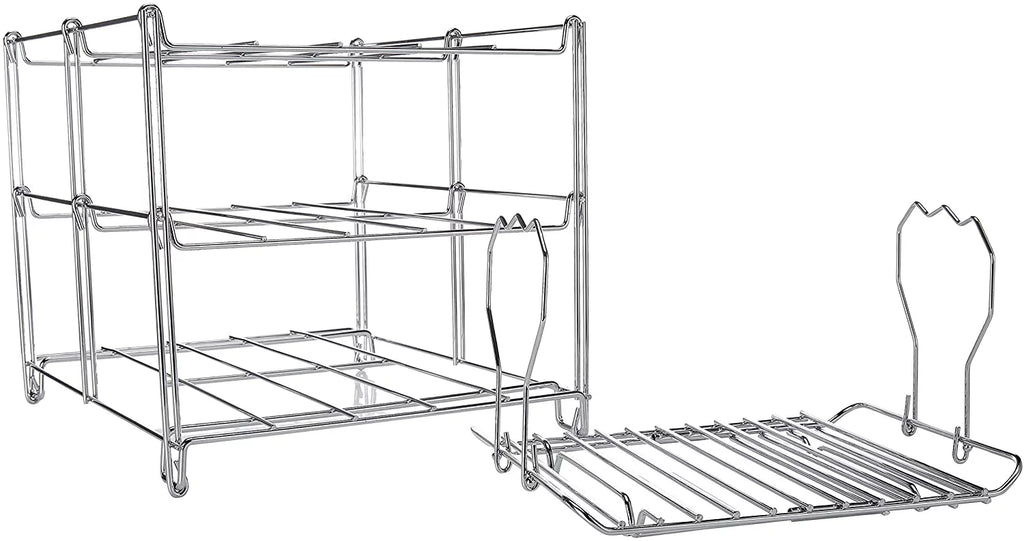 3-Tier Collapsible Oven Rack & Turkey Lifter Roasting Rack | Space Saving Oven Rack For Multiple Roasting And Baking Tasks | Includes (1) Oven Rack & (1) Turkey Lifter