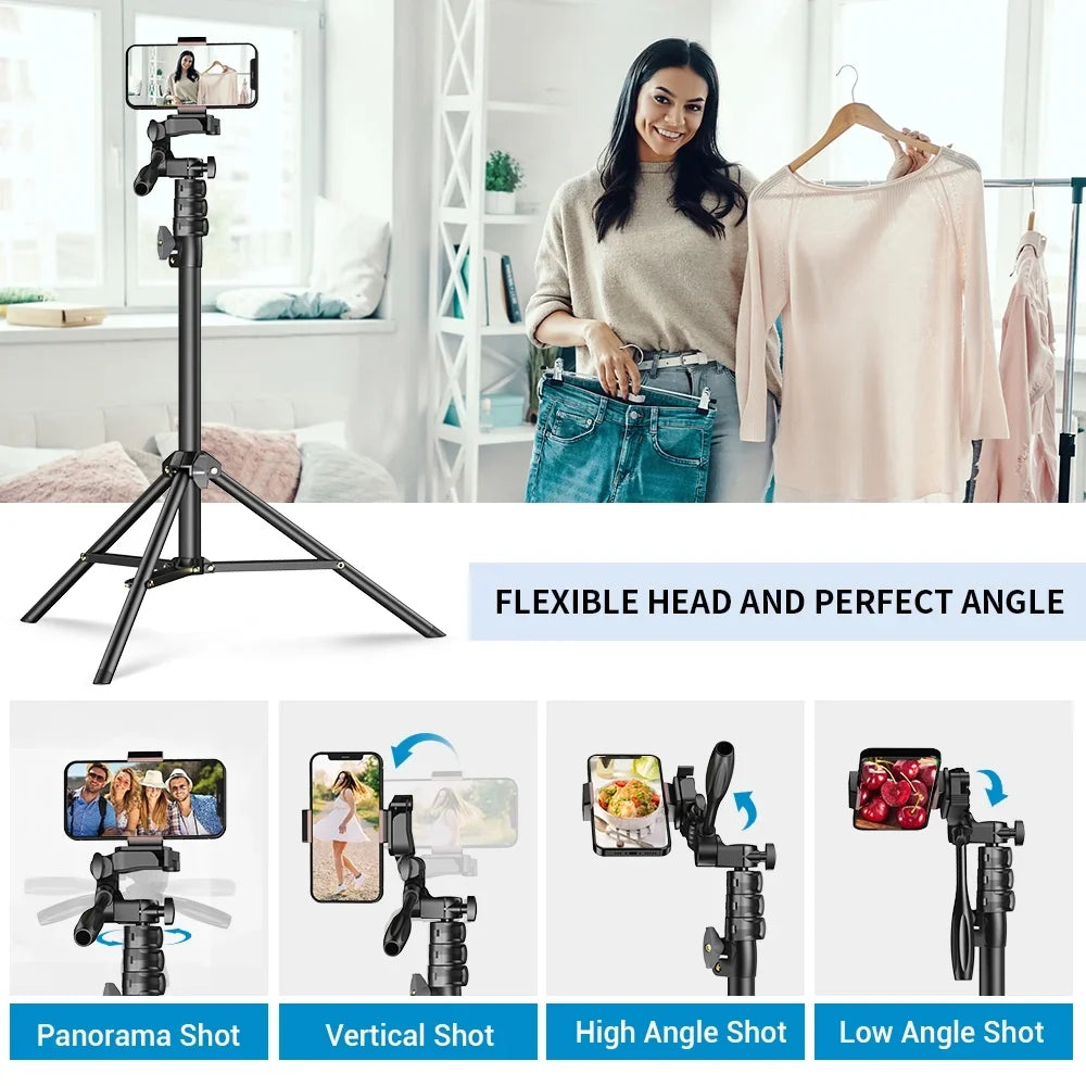Apexel 2 in 1 Selfie Stick Tripod, Extendable Aluminum Alloy Stand with Remote Shutter, Smartphone Camera Vlog Selfie Group Photo Taking, Live Streaming Video Recording Phone