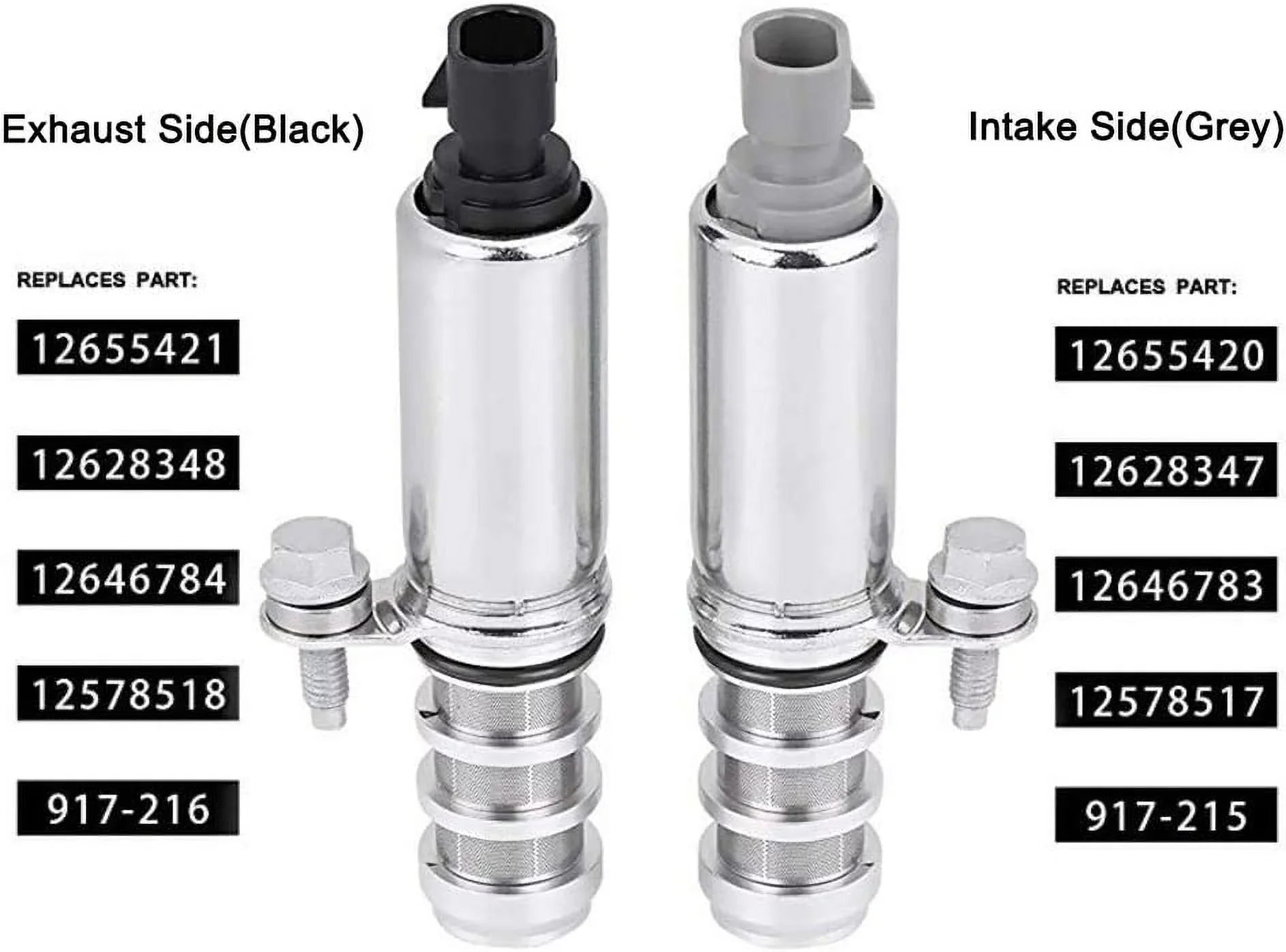 [2 Pcs] Intake + Exhaust Camshaft Position Actuator Solenoids For  Chevy Malibu  Buick Pontiac 2.0L 2.2L 2.4L 12655420 12655421