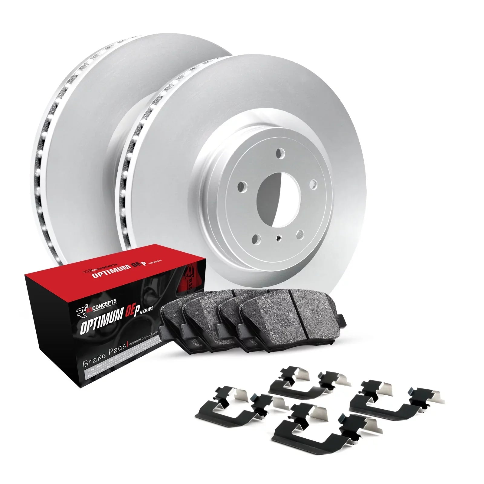 R1 Concepts Wjuh1 45018 R1 Brake Rotors Carbon Coated W/ Optimum Oe Pads & Hdw Fits select: 2014-2017