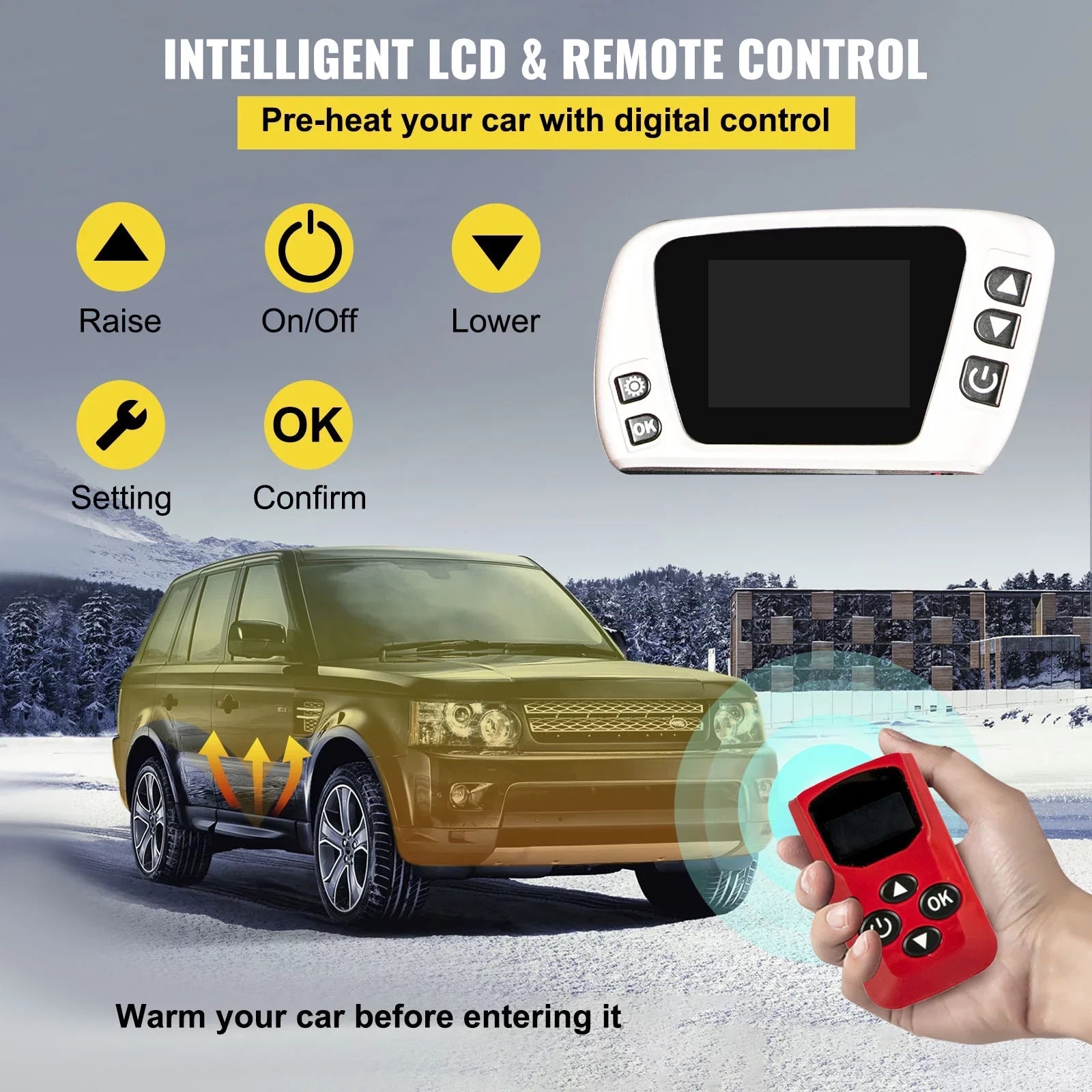 VEVORbrand Diesel Air Heater All in One 12V 8KW, Diesel Parking with  Switch, Silencer, Wireless Control and One Air Outlet for Car, Bus, Truck, Boat Trailer Motorhomes Engineering Vehicles