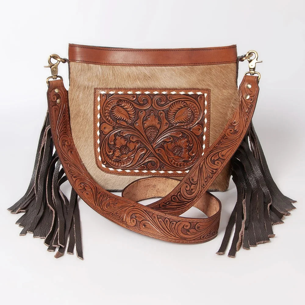KBK105  Hand Tooled Hair-on Genuine Leather women bag western handbag purse
