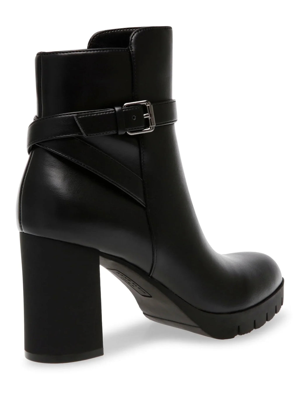 Womens Black Buckle Accent Cushioned Heidi Round Toe Block Heel Zip-Up Dress Booties 6 M