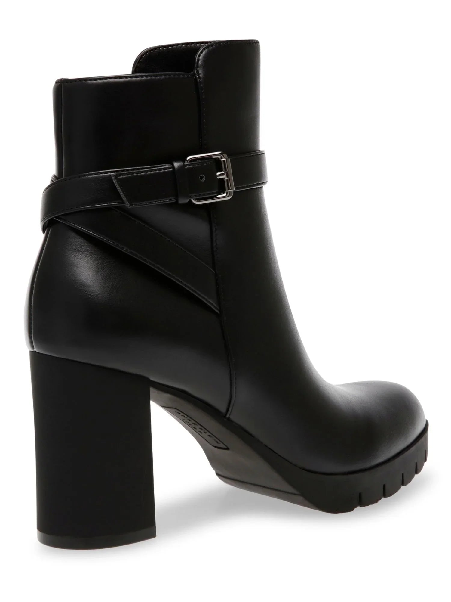 Womens Black Buckle Accent Cushioned Heidi Round Toe Block Heel Zip-Up Dress Booties 6 M